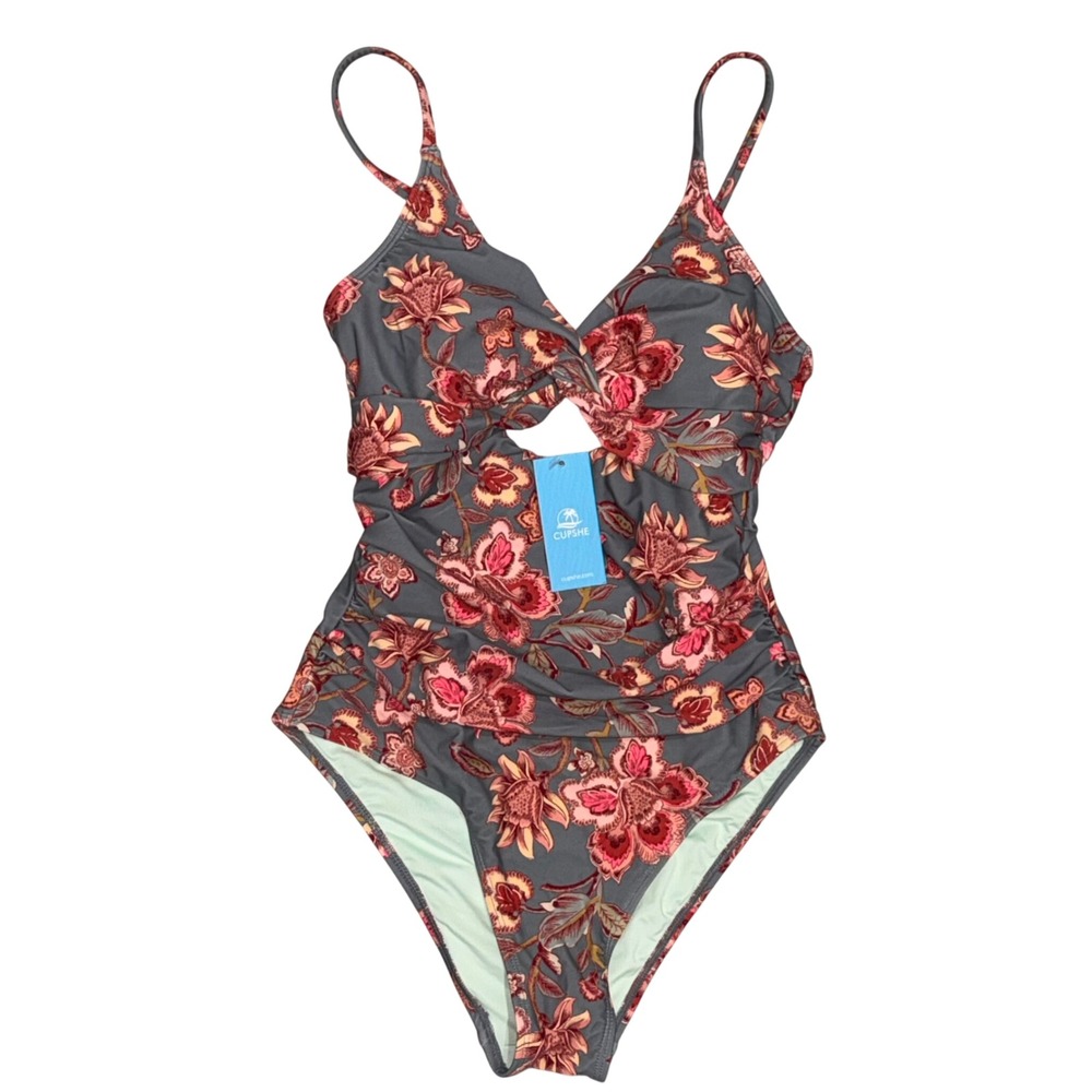 Cupshe Twist & Cut-Out Floral Tummy
Control Swimsuit size S Tummy Control‎ NWT